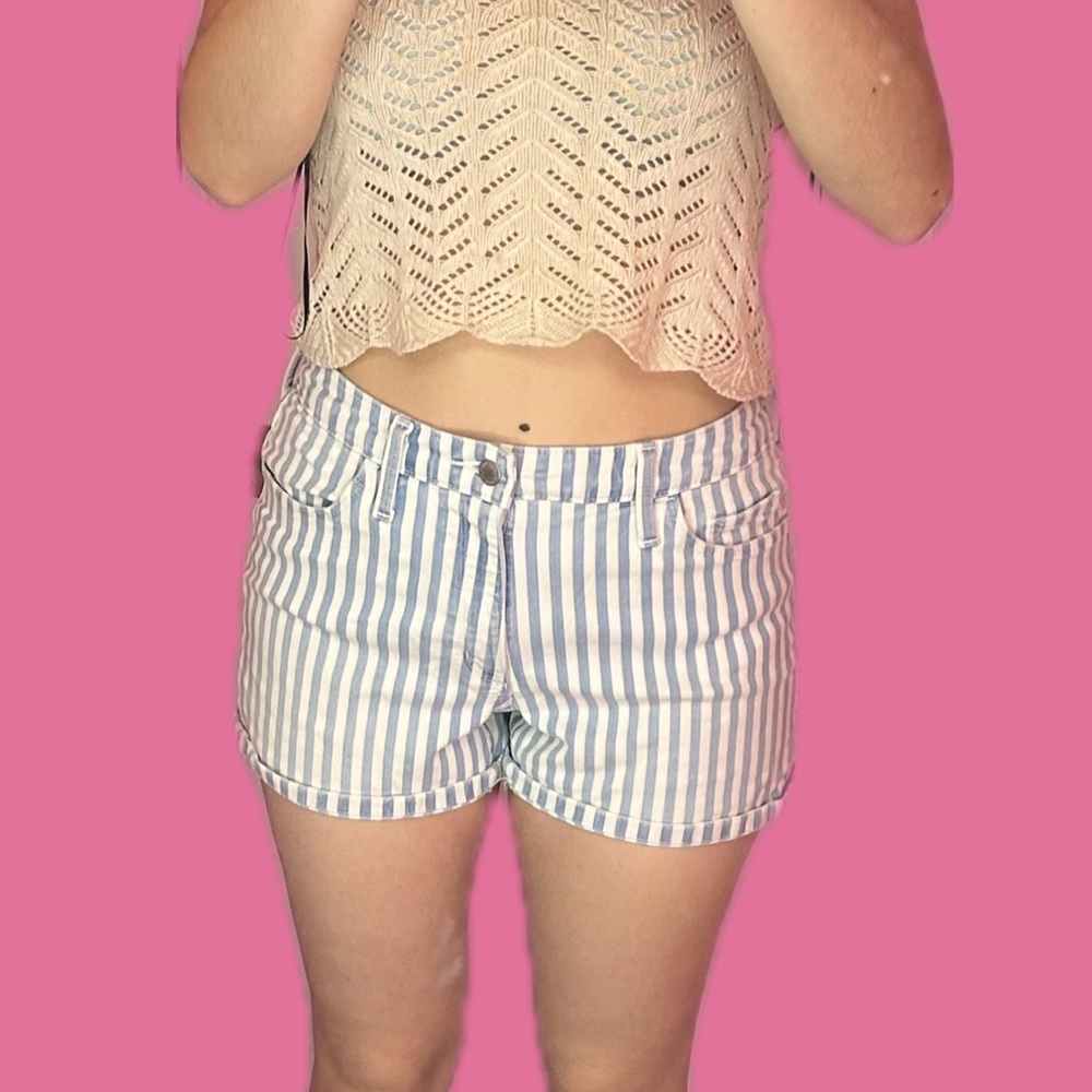Striped Blue and White Women's Shorts